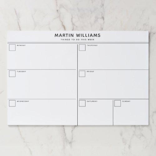 Minimalist Simple Weekly Organizer Paper Pad