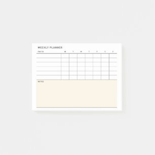 Minimalist Simple Weekly Planner Calendar Post-it Notes