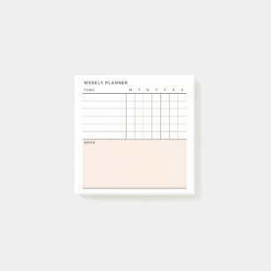 Minimalist Simple Weekly Planner Calendar Post-it Notes