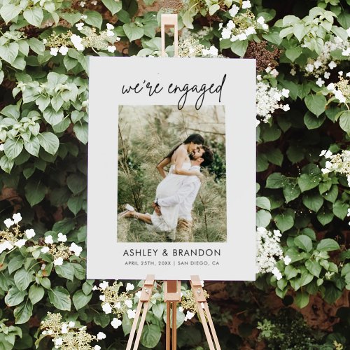 Minimalist Simple Were Engaged Engagement Party Foam Board