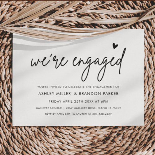 Minimalist Simple Were Engaged Engagement Party Invitation