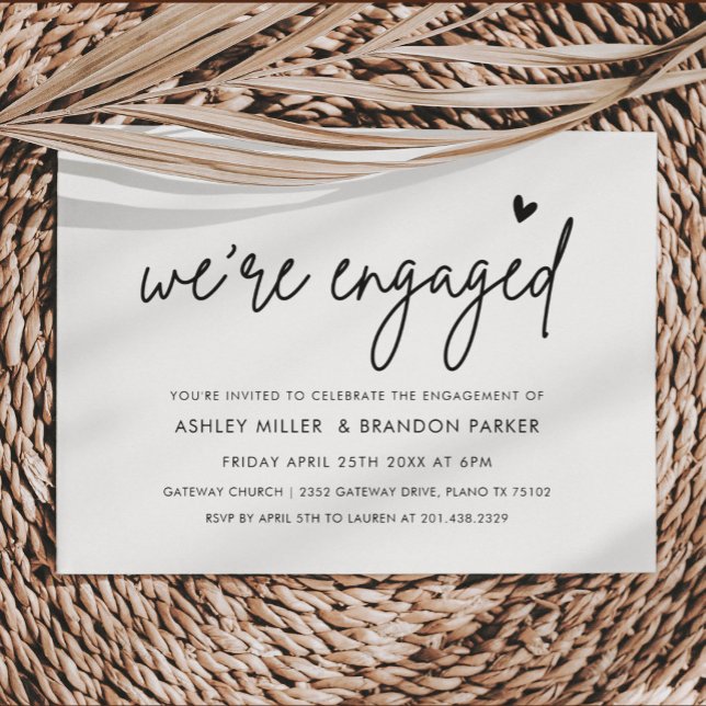 Minimalist Simple We're Engaged Engagement Party Invitation (Creator Uploaded)