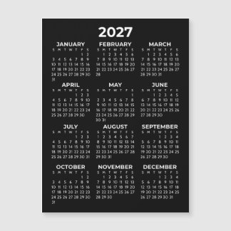 Minimalist Simple White 2027 Magnetic Calendar