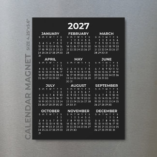 Minimalist Simple White 2027 Magnetic Calendar