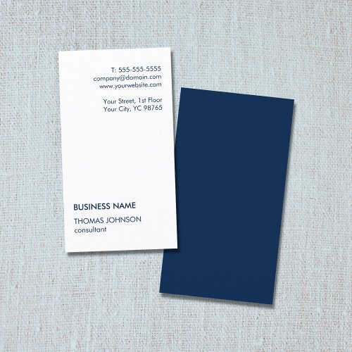Minimalist Simple White Blue Consultant Business C Business Card