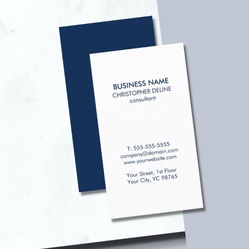 Minimalist Simple White Blue Consultant Business Card