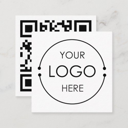 Minimalist Simple White Business Logo QR Code Square Business Card