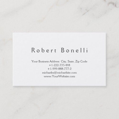 Minimalist Simple White Consultant Business Card