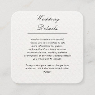 Minimalist simple white customizable wedding enclosure card