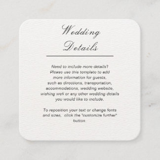 Minimalist simple white customizable wedding enclosure card
