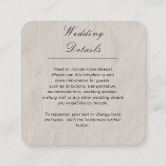 Minimalist simple white customizable wedding enclosure card