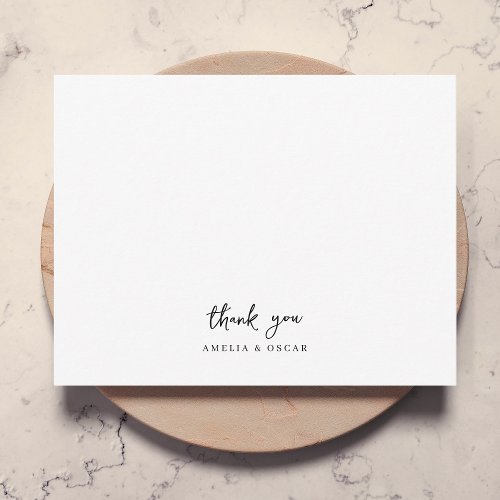 Minimalist Simple White Handwritten Script Wedding Thank You Card