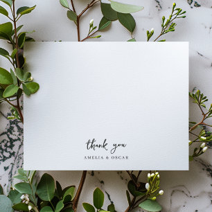 Minimalist Simple White Handwritten Script Wedding Thank You Card