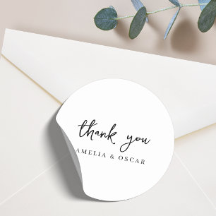 Minimalist Simple White Thank You Wedding Classic Round Sticker
