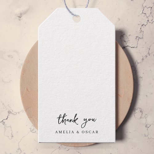 Minimalist Simple White Thank You Wedding Gift Tags