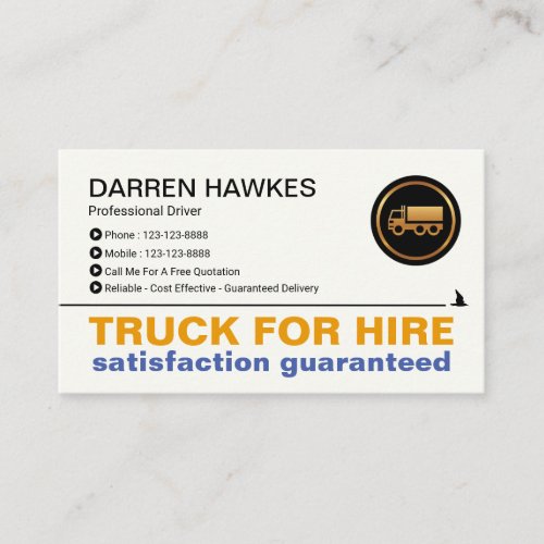 Minimalist Simple White Truck Transportation Business Card