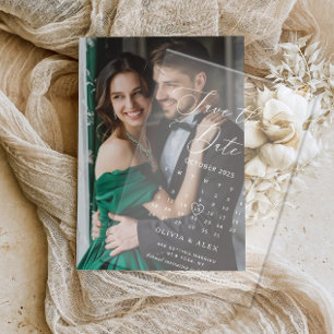 Minimalist simple white wedding Save the Date