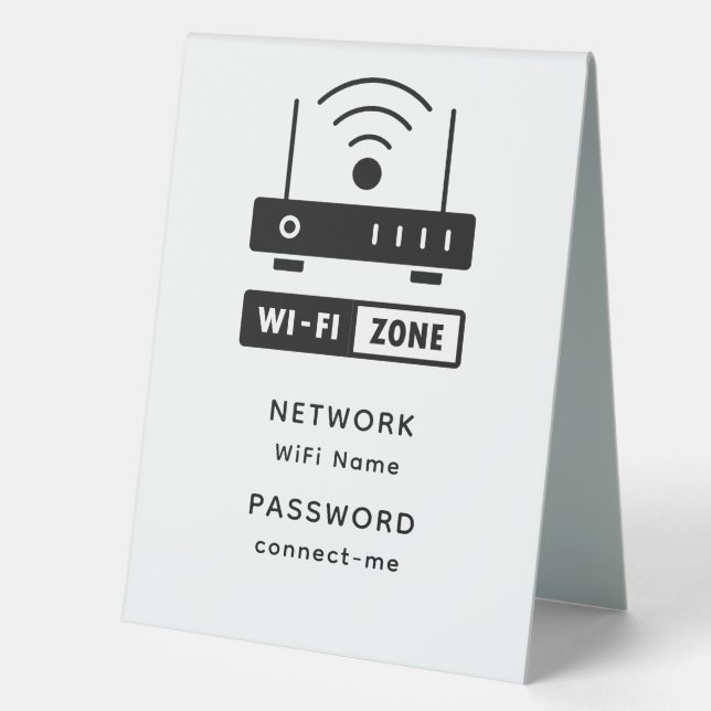 Minimalist Simple Wifi Zone Password  Table Tent (Front)