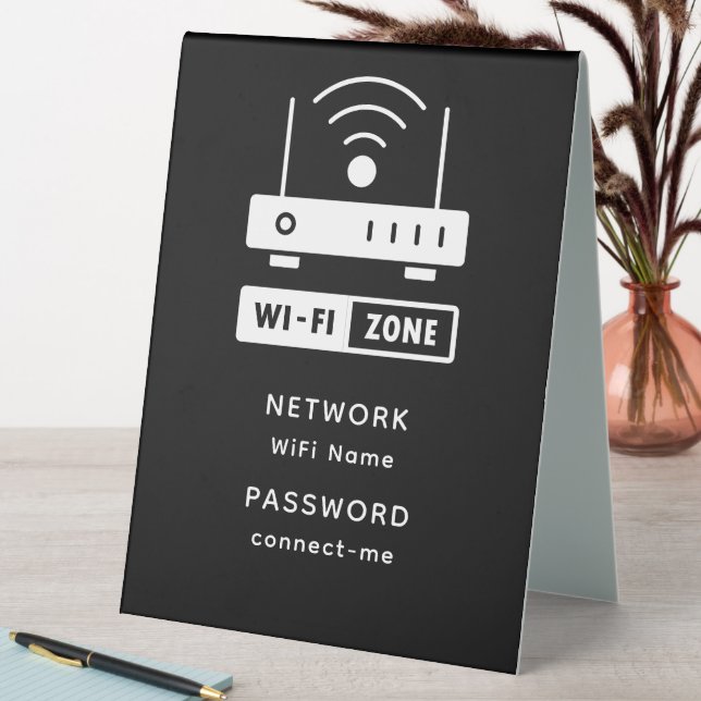 Minimalist Simple Wifi Zone Password  Table Tent (In SItu (Table))