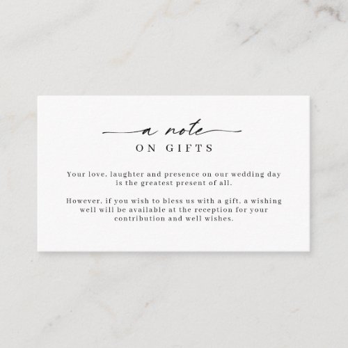 Minimalist Simple Wishing Well Note on gifts Enclo Enclosure Card