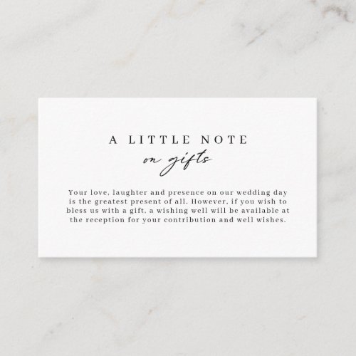 Minimalist Simple Wishing Well Note on gifts Enclosure Card
