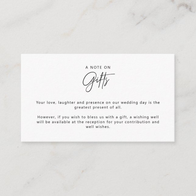 Minimalist Simple Wishing Well Note on gifts Enclosure Card (Front)