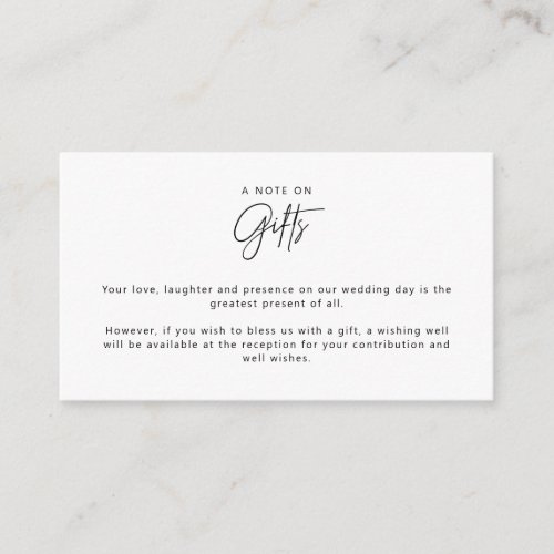 Minimalist Simple Wishing Well Note on gifts Enclosure Card