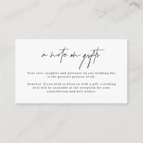 Minimalist Simple Wishing Well Note on gifts Enclosure Card