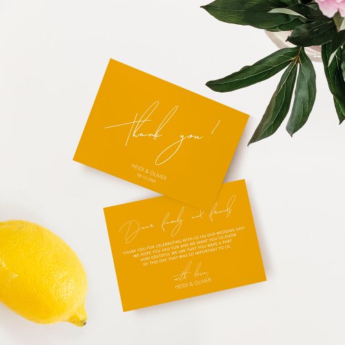 Minimalist Simple Yellow Wedding Thank You Card