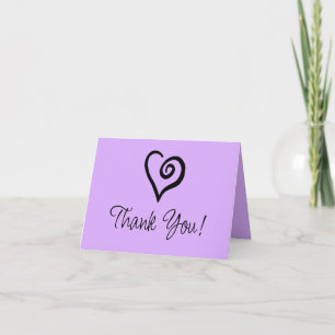 Minimalist Single Heart Spiral on Pastel Purple Thank You Card