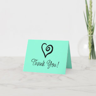 Minimalist Single Heart Spiral on Pastel Teal Thank You Card