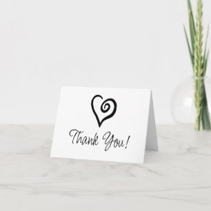 Minimalist Single Heart Spiral on White Letterpress Thank You Card