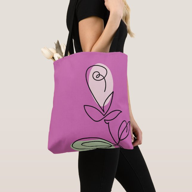 Minimalist Single Line Art Rose Tote Bag (Close Up)