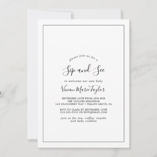 Minimalist Sip and See Invitation