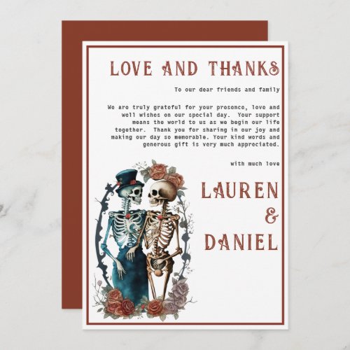 Minimalist Skeleton Couple Thank You Card