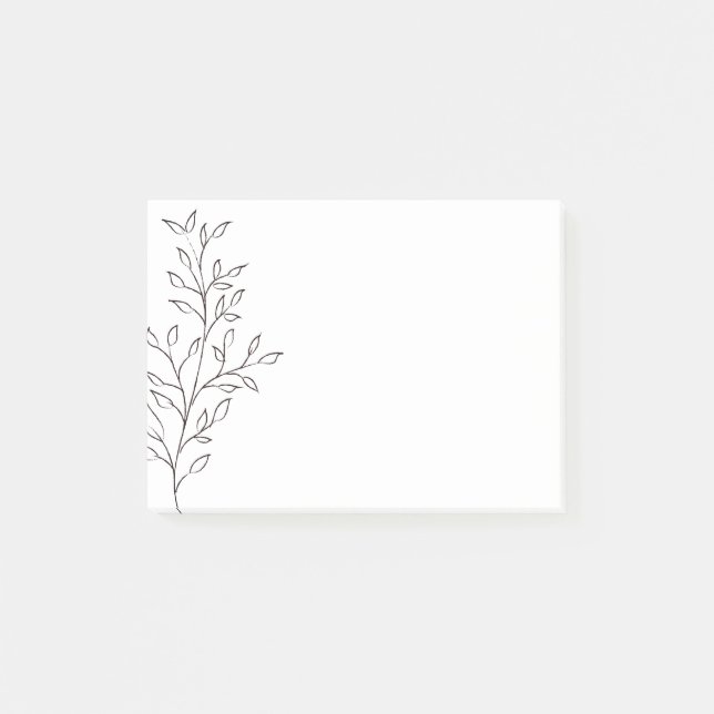 Minimalist Sketch Leaf Post-it Notes (Front)