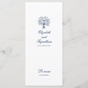 Minimalist Sketched Bridal Bouquet Wedding Menu