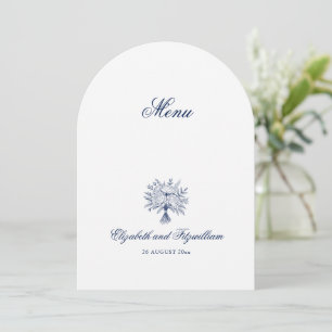 Minimalist Sketched Bridal Bouquet Wedding Menu Invitation