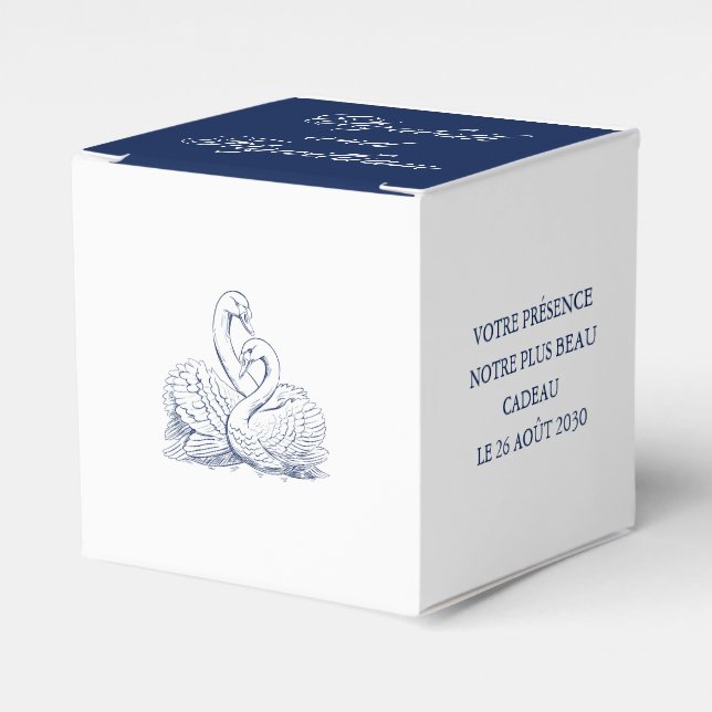 Minimalist Sketched Love Swans Wedding Favor Boxes (Front Side)