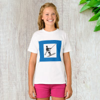 Minimalist Ski Lift Symbol With Blue Border
