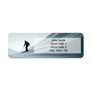 Minimalist Skier Skiing Label