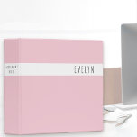 Minimalist Skinny Font Name Pretty Pink 3 Ring Binder<br><div class="desc">Feminine minimalist design personalized with your chosen name and optional spine title. The binder features trendy skinny font lettering and a color palette of pink, black and white. Ideal for organizing your paperwork for your home, office or studies. This simple yet pretty design with whimsical typography is available in a...</div>