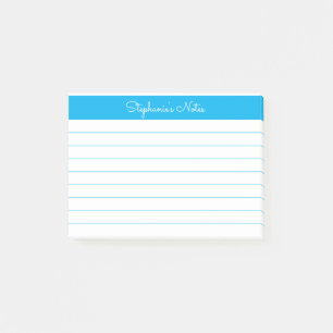 Minimalist Sky Blue Lined Personalized Post-it Notes