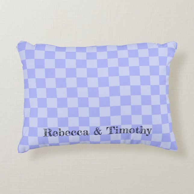 Minimalist Sky Blue Pattern Custom Text Accent Pillow (Front)
