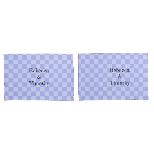 Minimalist Sky Blue Pattern Custom Text  Pillow Case (Front-Set)