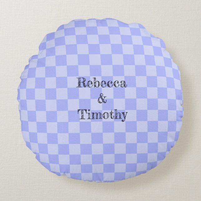 Minimalist Sky Blue Pattern Custom Text  Round Pillow (Front)
