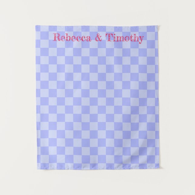 Minimalist Sky Blue Pattern Custom Text Tapestry (Front)