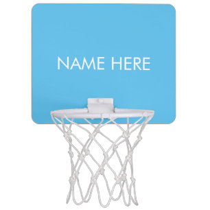 Minimalist sky blue personalized custom name text mini basketball hoop