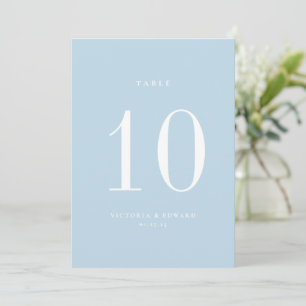 Minimalist Sky Blue Wedding Table Number Card