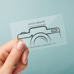 Minimalist Sleak Camera Professional Photography Clear Business Cards